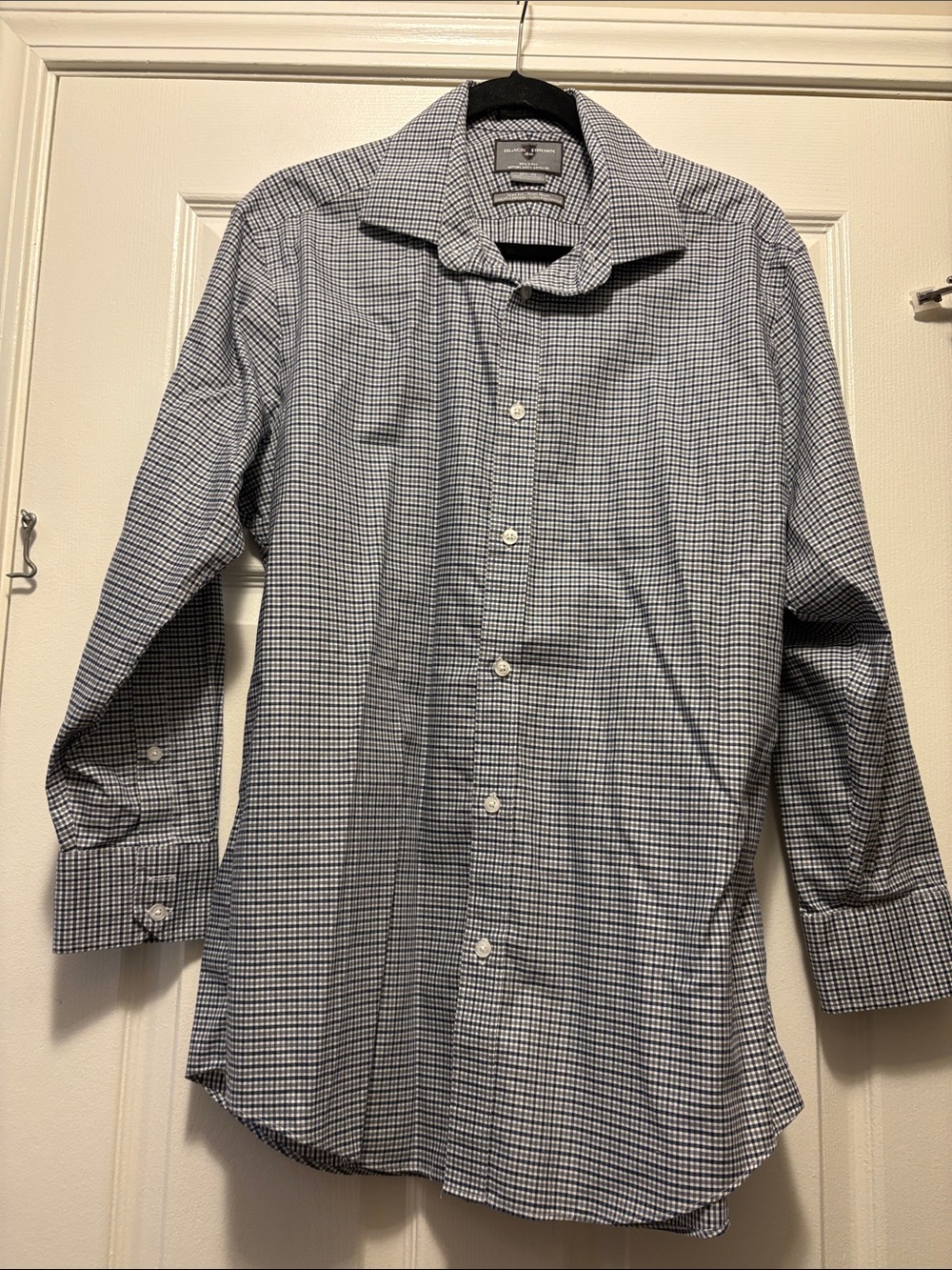 Black Brown 1826 Men's Navy and White Micro Check Dress Shirt